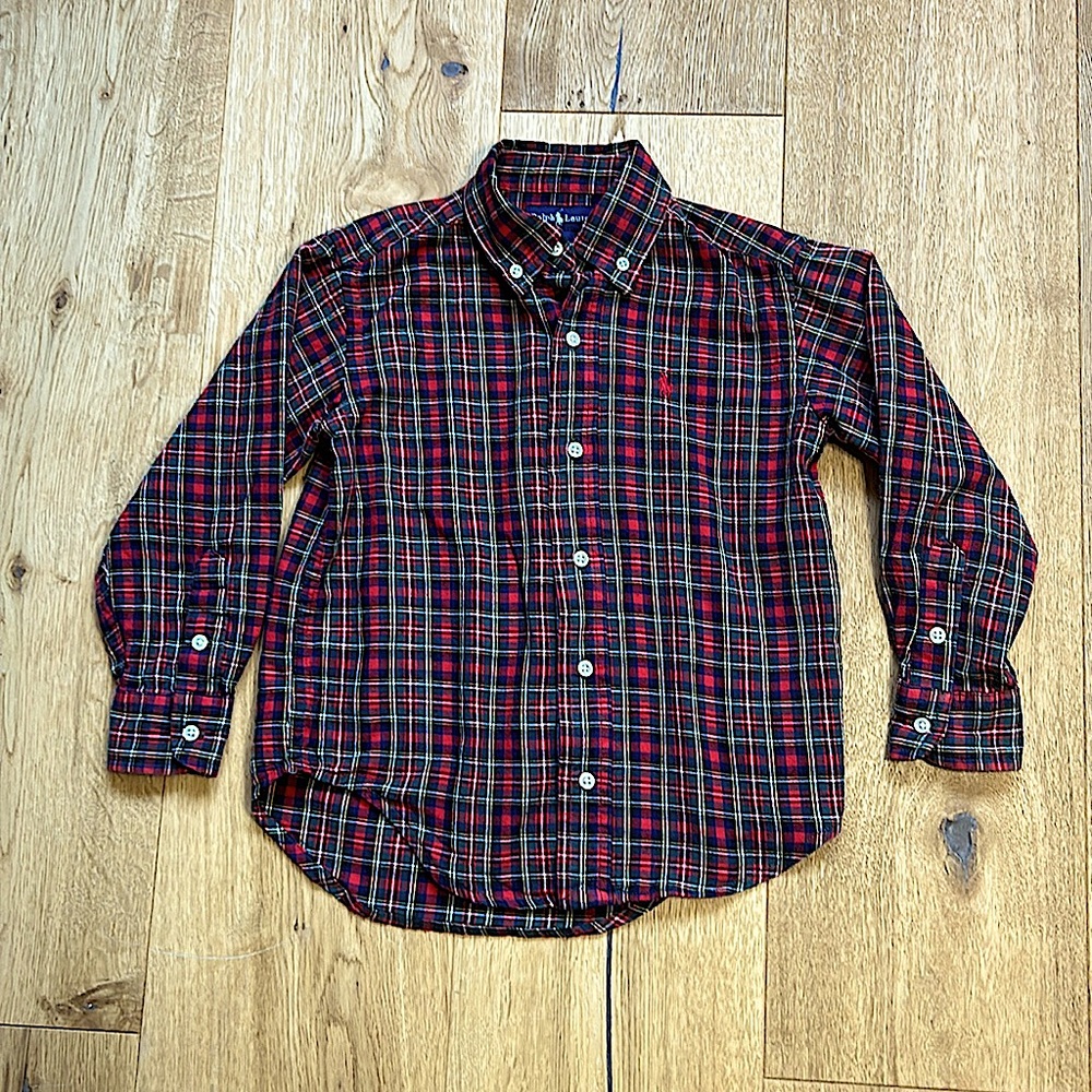 Ralph Lauren plaid, button down shirt size 5